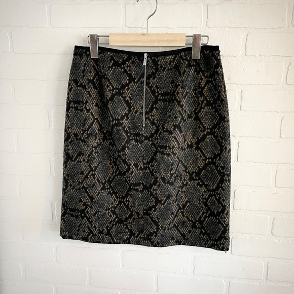 Vintage Y2K Mini Pencil Skirt Snakeskin print Wool Black tan Mobwife Goth M - Picture 6 of 9